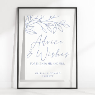 Periwinkle Flower Simple Bröllop Advice & Önskemål Poster