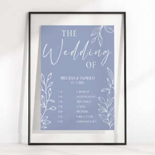 Periwinkle Flower Simple Bröllopsprogram Schedule Poster