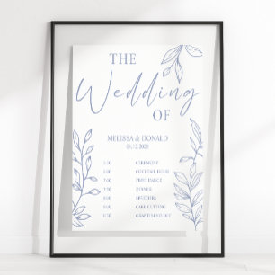 Periwinkle Flower Simple Bröllopsprogram Schedule Poster