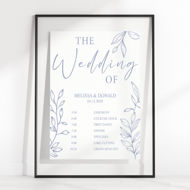 Periwinkle Flower Simple Bröllopsprogram Schedule Poster (Skapare uppladdad)