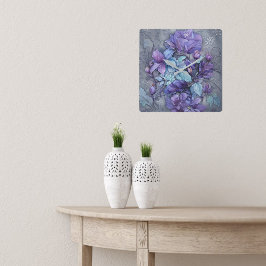 Periwinkle Gardens Fyrkantig Klocka