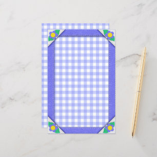 Periwinkle Gingham Checks Söt Stationery Papper