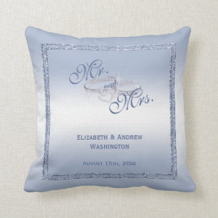 Periwinkle Glitter & Silver Bröllop Ringar Kudde