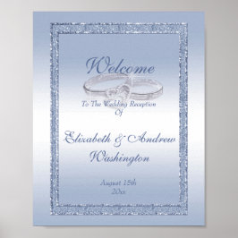 Periwinkle Glitter & Silver Bröllop Ringar Poster
