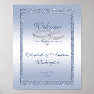 Periwinkle Glitter & Silver Bröllop Ringar Poster