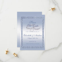 Periwinkle Glitter & Silver Bröllop Ringar