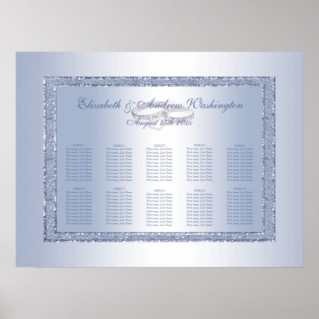 Periwinkle Glitter & Silver Wedding Rings   Poster (Framsidan)