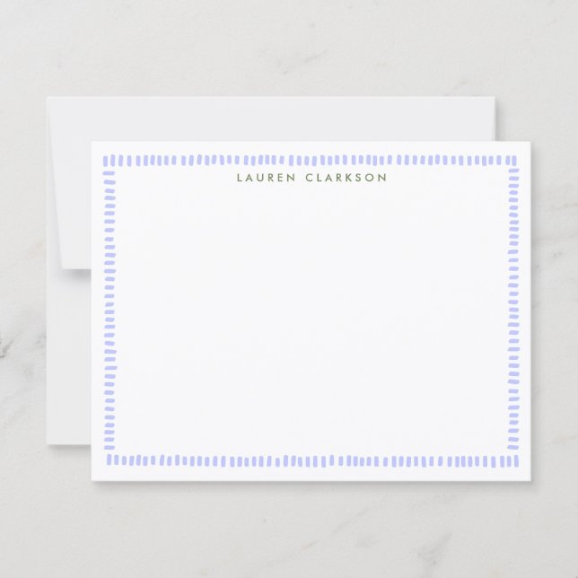 Periwinkle Hand-Painted Border Note Card Inbjudningar (Framsida)