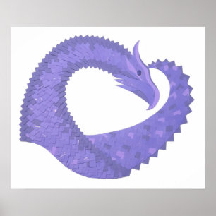 Periwinkle-hjärtdrake på vitt poster