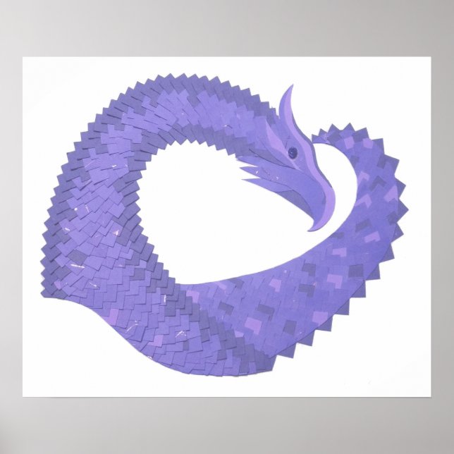 Periwinkle-hjärtdrake på vitt poster (Framsidan)