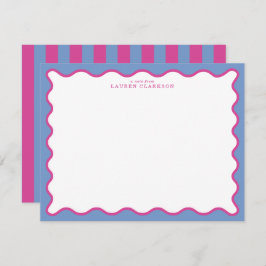 periwinkle & Hot Pink Wavy Border Note Card Inbjudningar