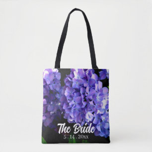 Periwinkle hydrangeas lila blåa blommor Bride Tygkasse