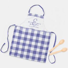 Periwinkle Kitchen Monogram Namn Gingham Check