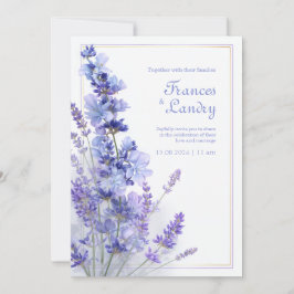 Periwinkle Lavender Gold Filigree Frame Wedding Inbjudningar