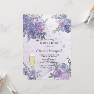 Periwinkle Lila Peony Brunch & Bubly Inbjudningar
