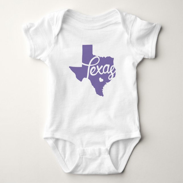 Periwinkle Lila Texas Heart T Shirt (Framsida)