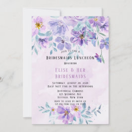 Periwinkle Lilac Peony Wandeans Bridesmaids Lunche Inbjudningar