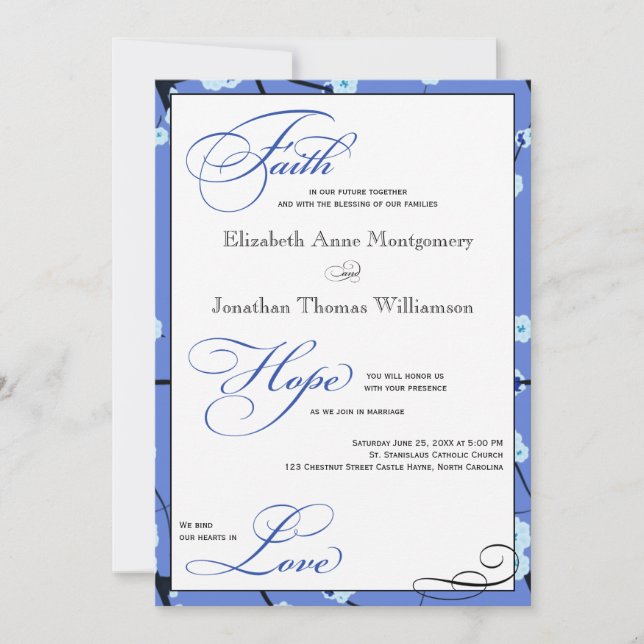Periwinkle Modern Christian Wedding Investigations Inbjudningar (Framsida)