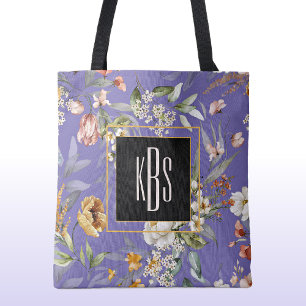 Periwinkle Monogram Fine Art Blommigts Shoulder To Tygkasse