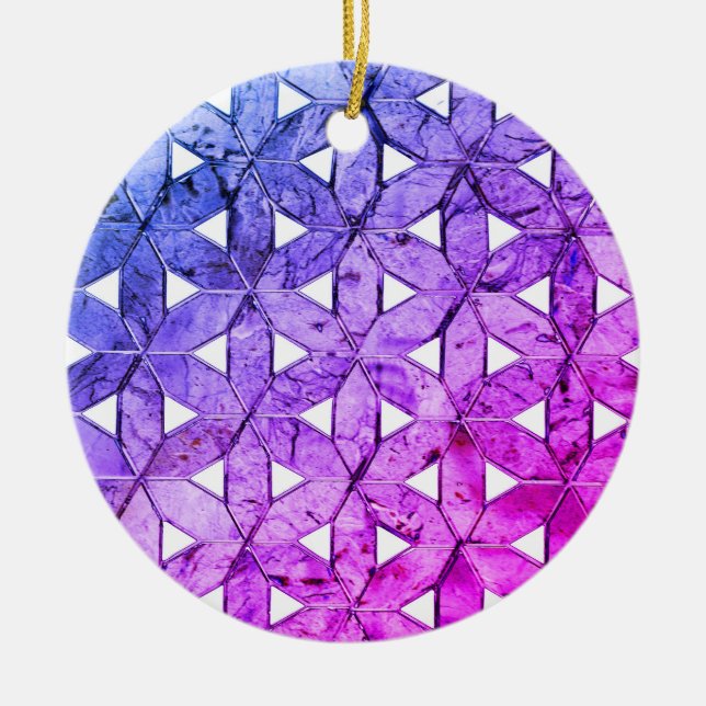 Periwinkle Mosaic Flower of Life Julgransprydnad Keramik (Framsidan)