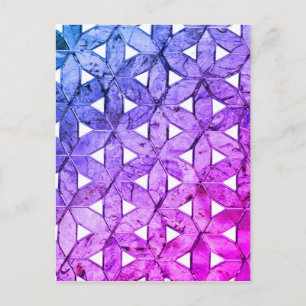 Periwinkle Mosaic Flower of Life Vykort