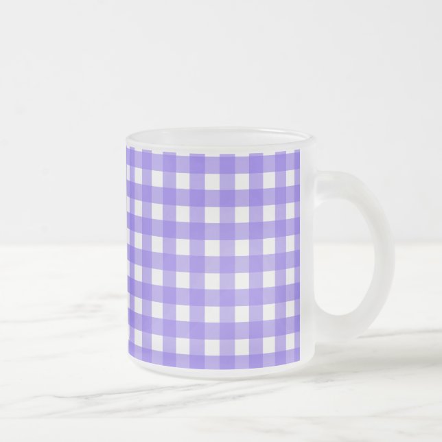 Periwinkle och white gingham frostad glasmugg (Höger)