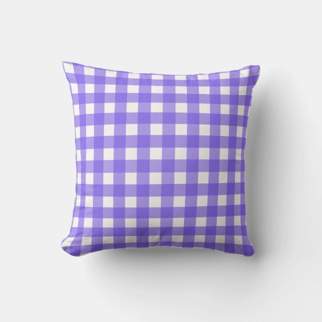 Periwinkle och white gingham kudde (Framsida)