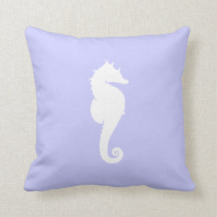 Periwinkle och White Sea Horse Kudde