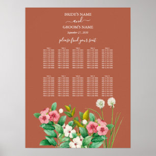 Periwinkle Orange Terracotta Bröllop Sittdiagram Poster