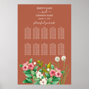 Periwinkle Orange Terracotta Bröllop Sittdiagram Poster