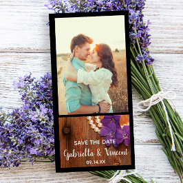 Periwinkle, Pearls Barn Wood Bröllop spara datum Spara Datumet