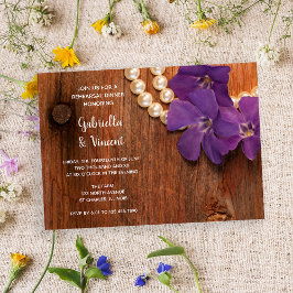 Periwinkle, Pearls och Barn Wood Rehearsal Middag Inbjudningar