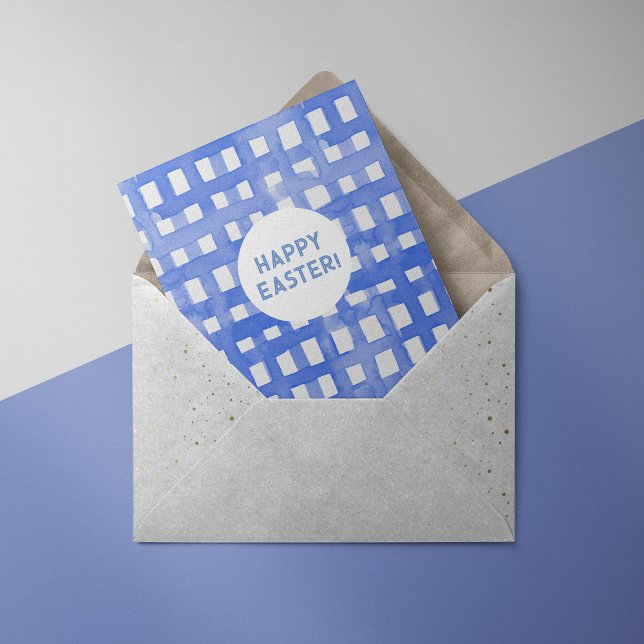 Periwinkle plaid mönster Påsk Card Julkort (Skapare uppladdad)