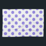 Periwinkle polka dots kökshandduk<br><div class="desc">Periwinkle polka dots på vit bakgrund</div>