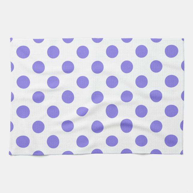 Periwinkle polka dots kökshandduk (Horisontell)