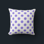 Periwinkle polka dots kudde<br><div class="desc">Periwinkle polka dots på vit bakgrund</div>