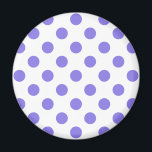 Periwinkle polka dots magnet<br><div class="desc">Periwinkle polka dots på vit bakgrund</div>