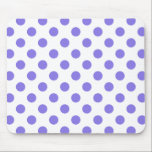 Periwinkle polka dots musmatta<br><div class="desc">Periwinkle polka dots på vit bakgrund</div>