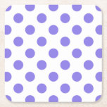 Periwinkle polka dots underlägg papper kvadrat<br><div class="desc">Periwinkle polka dots på vit bakgrund</div>