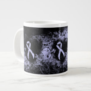 Periwinkle Ribbon Grunge Heart Jumbo Mugg