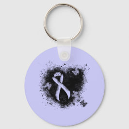 Periwinkle Ribbon Grunge Heart Nyckelring