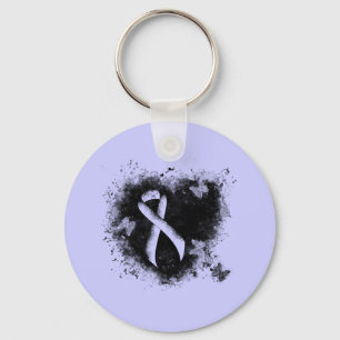 Periwinkle Ribbon Grunge Heart Nyckelring