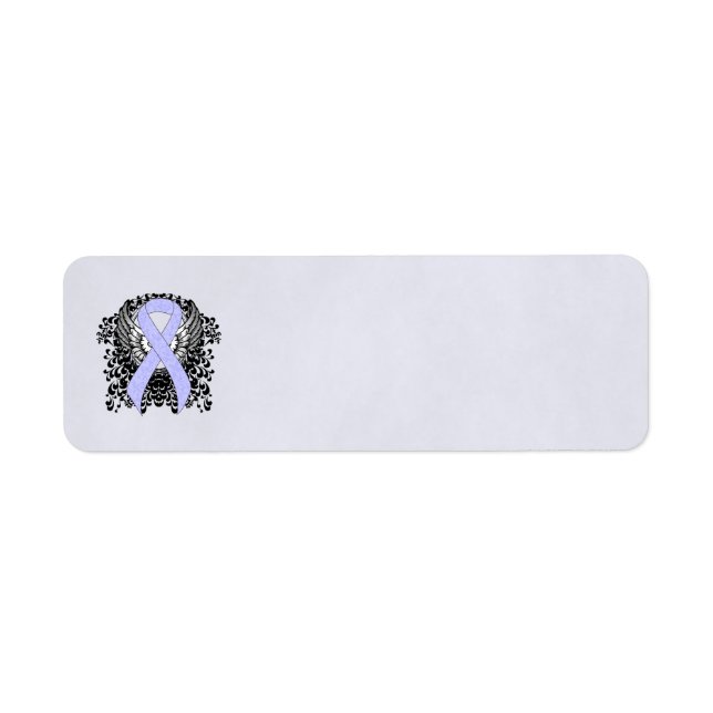 Periwinkle Ribbon med Vingar Returadress Etikett (Framsidan)