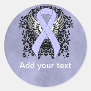 Periwinkle Ribbon med Vingar Runt Klistermärke