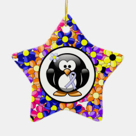 Periwinkle Ribbon Penguin Julgransprydnad Keramik