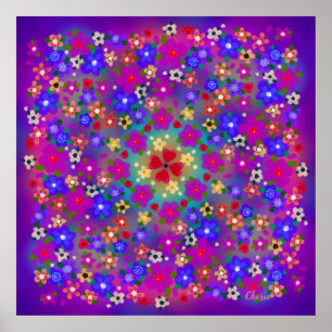 Periwinkle, Rosa och Blue Boho Flowers Poster