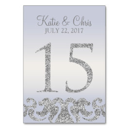 Periwinkle Silver Glitter Se Bordsnumren-15 Bordsnummer
