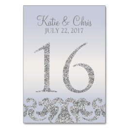 Periwinkle Silver Glitter Se Bordsnumren-16 Bordsnummer