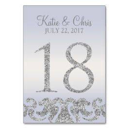 Periwinkle Silver Glitter Se Bordsnumren-18 Bordsnummer
