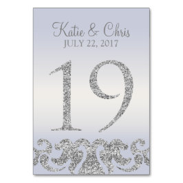 Periwinkle Silver Glitter Se Bordsnumren-19 Bordsnummer